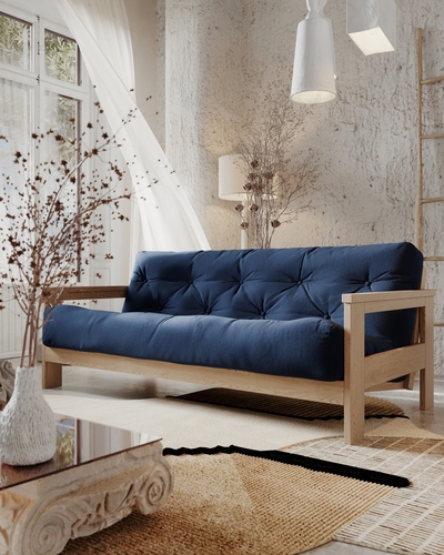 Kontrollera Soffa WoodMan MEXICO blå bokträ WUA-01419