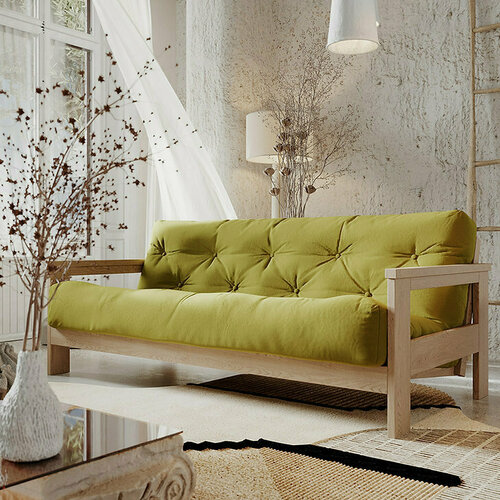Kontrollera Bäddsoffa WoodMan Mexico grön massiv bok WUA-00623