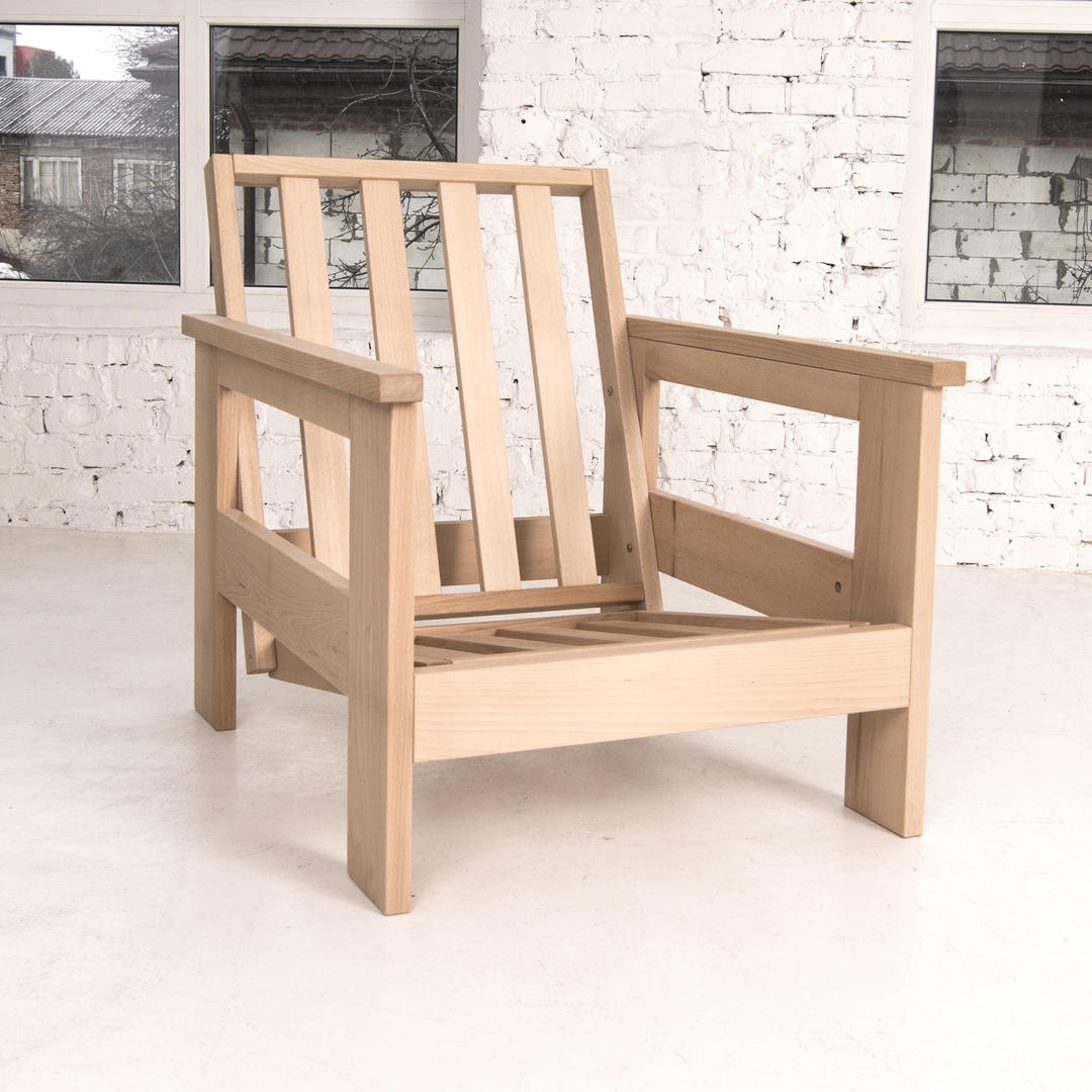 Utsikt Fåtölj i trä WoodMan Mexico beige bokträ WUA-00816 Fåtölj i trä WoodMan Mexico beige bokträ WUA-00816