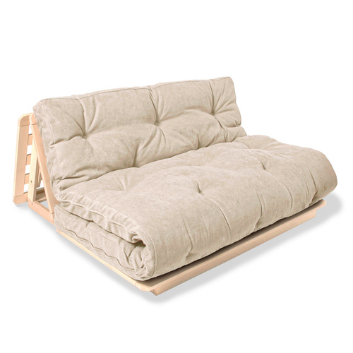 Kontrollera Futonsoffa WoodMan Layti 140 bokträ kräm WUA-01109