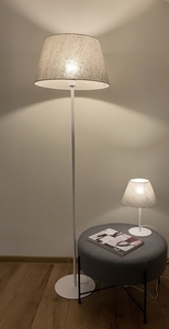 ALLAN LEN E27 golvlampa - vit, lampskärm av naturligt linne 168cm - LUNARES small 0