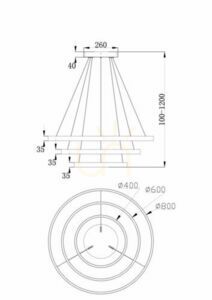 RIM pendellampa 3 ringar Ø80 cm 115W 4000K mässing MOD058PL-L100BS4K Maytoni small 7