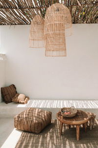 Matsalslampa - Elba M, rotting, E27, vävd lampa i boho-stil small 2