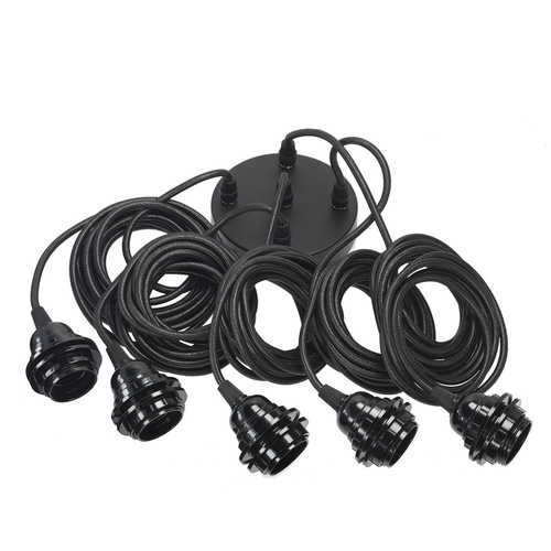 Kontrollera Pendant Light BAZAR BIZAR Cable Fittings Svart Bomull 350cm 5 Fästen