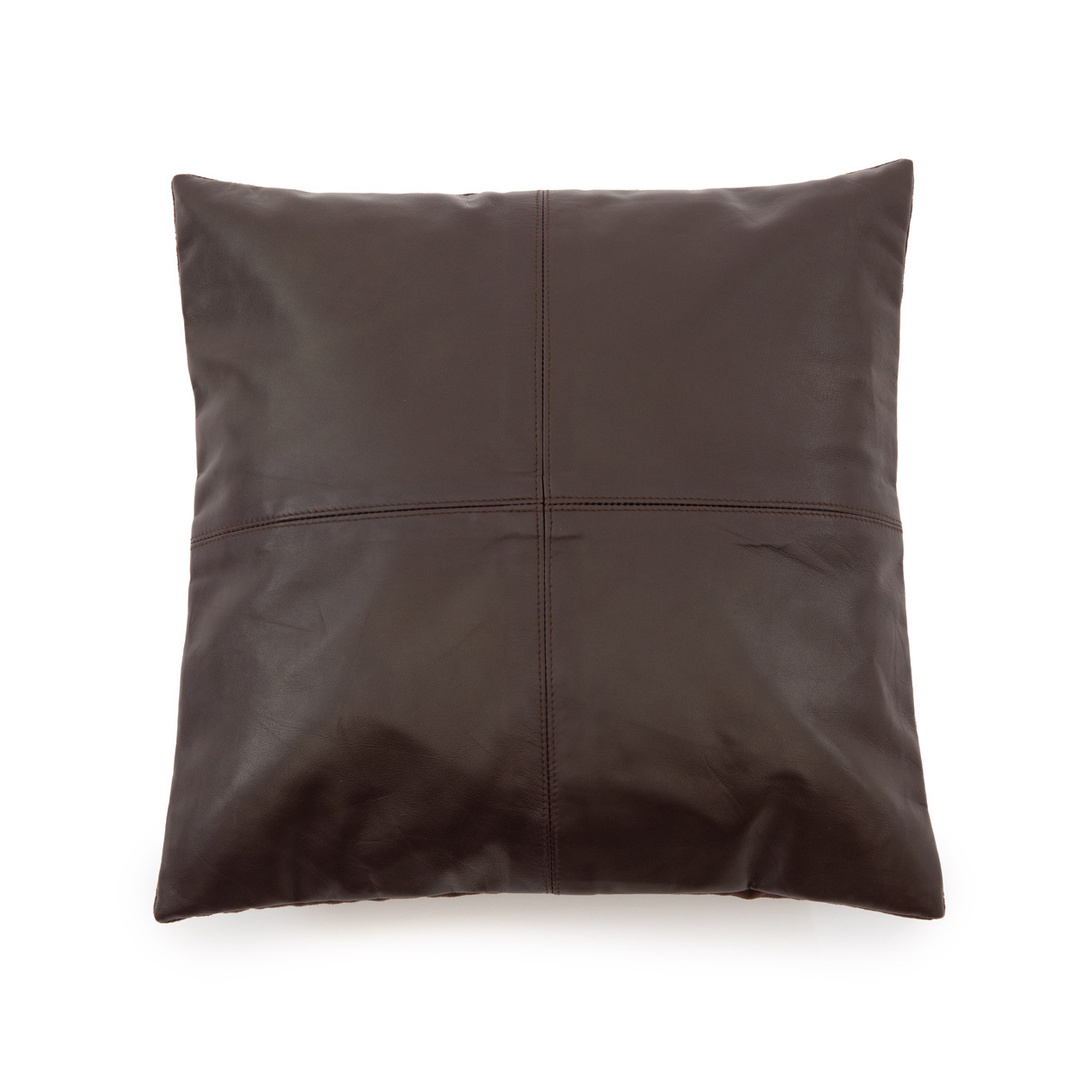 Kontrollera Kuddfodral i läder med fyra paneler - choklad - 40x40. Kuddfodral i läder med fyra paneler - choklad - 40x40.