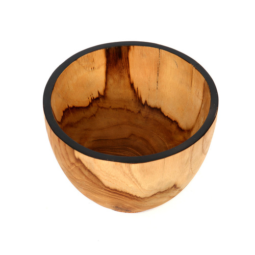 Kontrollera BAZAR BIZAR Bondi godisskål i teak, natur med svart kant, 15 cm