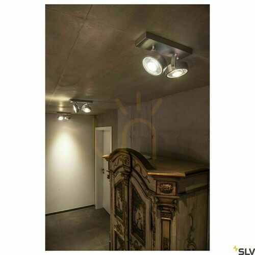 Kontrollera SLV KALU 147316 vägg- och takspotlight, borstad aluminium, 2 × GU10 QPAR111