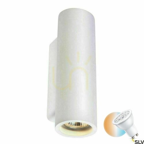 Kontrollera Vägglampa SLV PLASTRA vit gips GU10 35W 148060