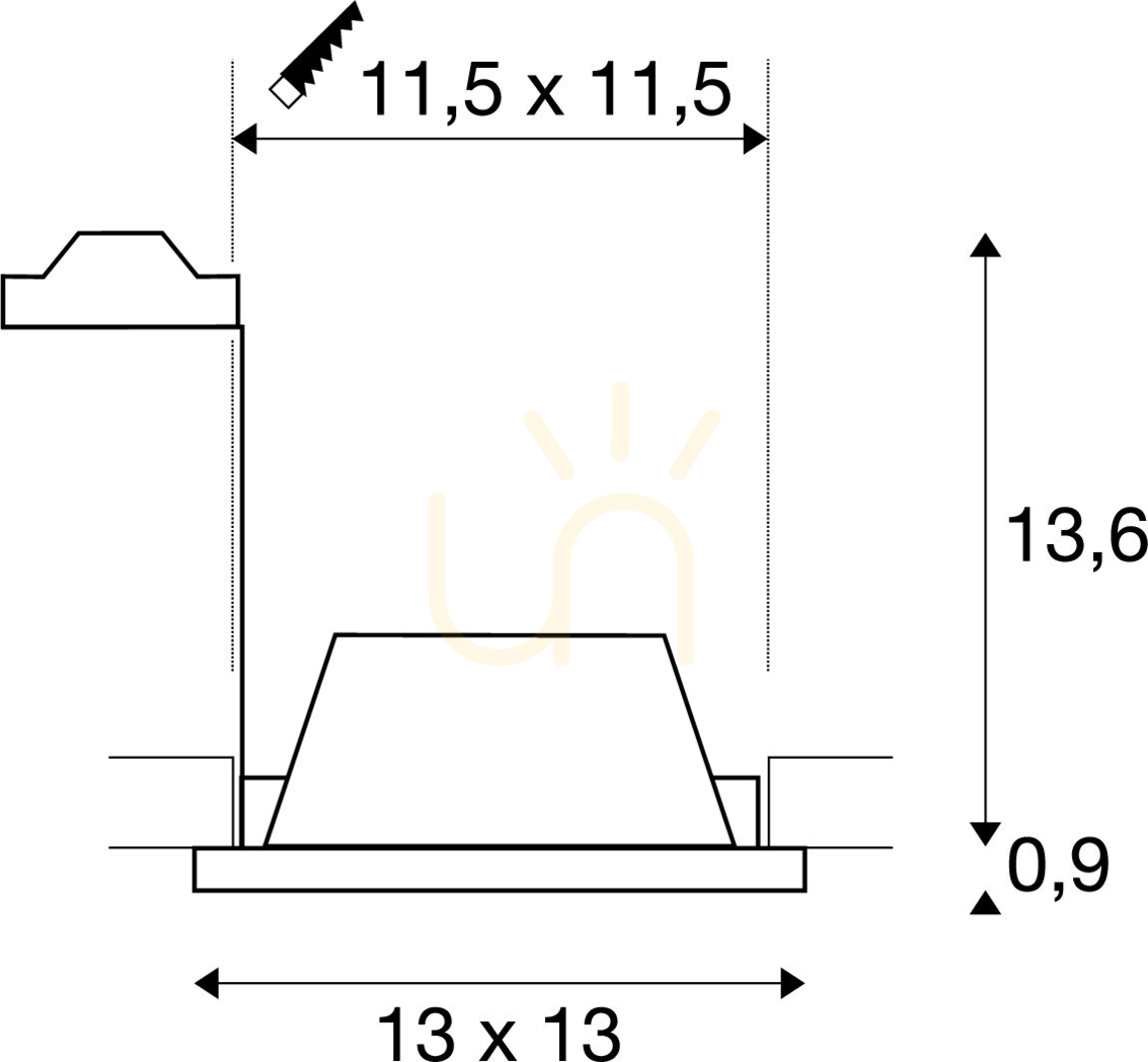 Utsikt Infälld armatur SLV PLASTRA vit gips GU10 35W 148071 Infälld armatur SLV PLASTRA vit gips GU10 35W 148071