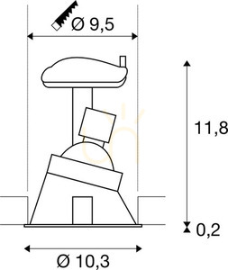 Inbyggd armatur SLV HORN-A vit 25W 113151 small 3