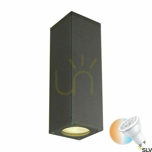 Kontrollera Utanpåliggande vägglampa SLV THEO Up/Down antracit aluminium 1000330