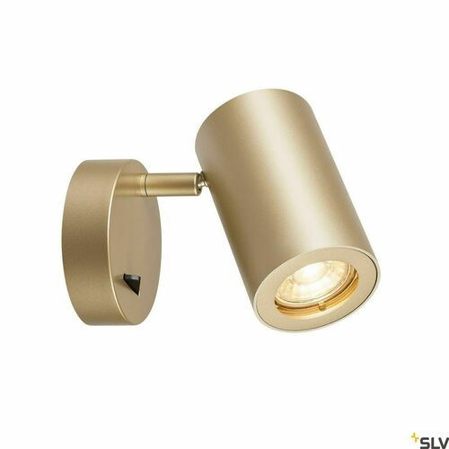 Kontrollera Utanpåliggande vägglampa SLV ENOLA_B guld GU10 50 W med strömbrytare 1000731