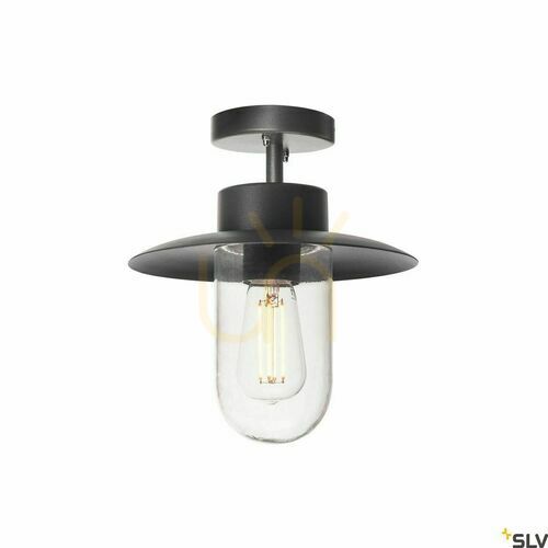 Kontrollera Utomhus taklampa SLV MOLAT antracit IP44 E27 aluminium glas 23 cm 1000823