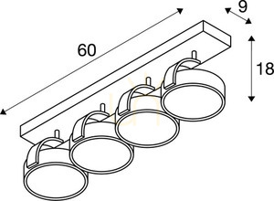 SLV KALU CW 1002025 vägg- och takspotlight, borstad aluminium, 4×GU10 QPAR111, 60 cm small 3