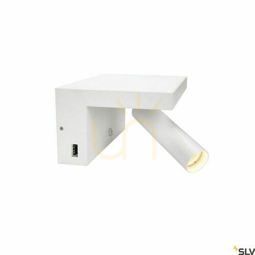 Kontrollera Vägglampa SLV KARPO Bedside vit LED dimbar USB 3000K 1002140