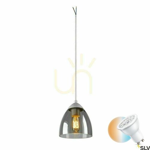 Kontrollera Pendant Light SLV PARA CONE GL GU10 White Glass Aluminium 13.5 cm 1006160