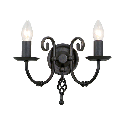 Kontrollera Artisan 2-ljus vägglampa - svart Elstead
