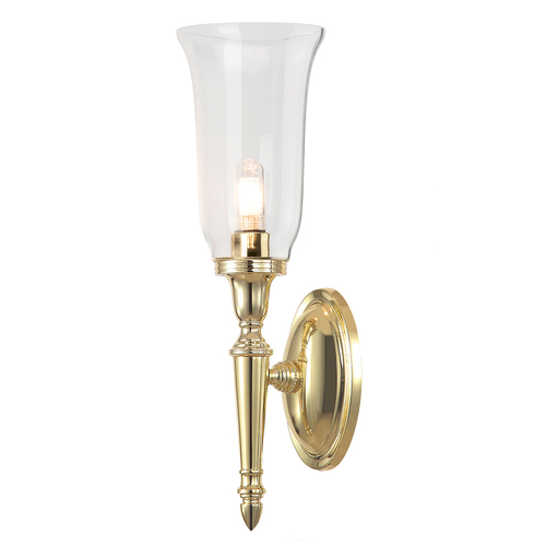 Kontrollera Dryden vägglampa med 1 ljus - polerad mässing Elstead