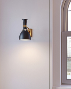 Joan vägglampa med 1 ljus - Midnattssvart och bränd mässing Elstead small 3