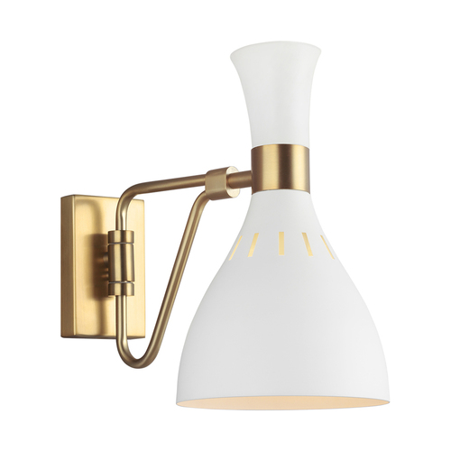 Kontrollera Joan 1 ljus vägglampa - matt vit och bränd mässing Elstead