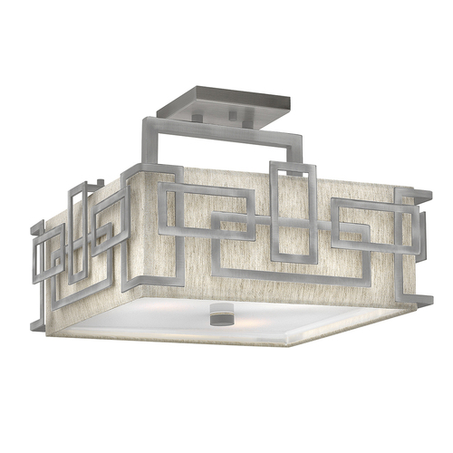Kontrollera Lanza 3-ljus halvplafond - antik nickel Elstead