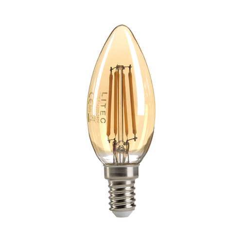 Kontrollera Litec bärnstensfärgad E14-lampa i stearinljusstil Elstead