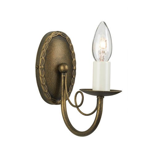 Kontrollera Minster 1-ljus vägglampa - svart/guld Elstead