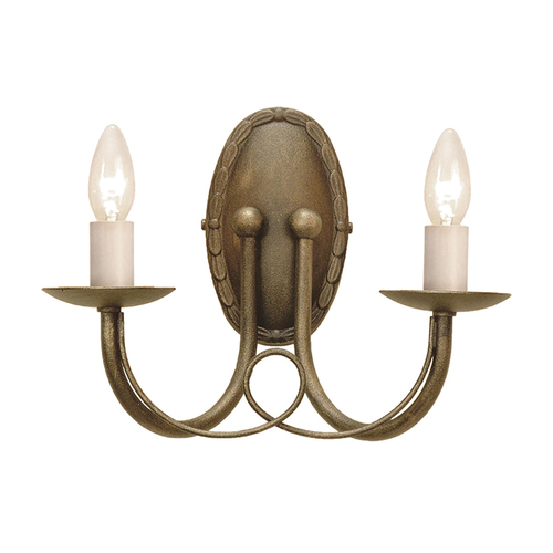 Kontrollera Minster 2-ljus vägglampa - svart/guld Elstead
