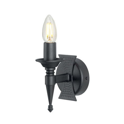Kontrollera Saxon 1 ljus vägglampa - svart Elstead
