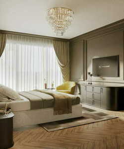 Plafond Max Light Monaco C0224 guld 80 cm 16xG9 metall glas small 1