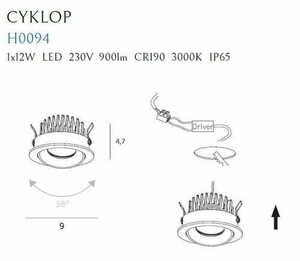 Infälld armatur Max Light CykloP H0094 vit LED 12W IP65 Ø6 cm small 3