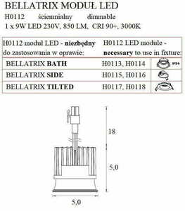 Max Light Bellatrix H0112 svart dimbar LED-modul 9 W 3000 K small 2