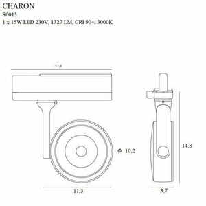 Spårljus Max Light Charon S0013 vit LED 15W 3000K small 2