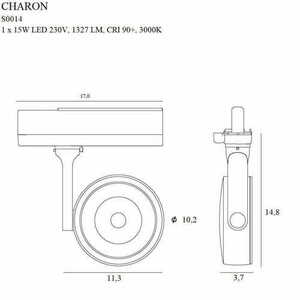 Spårljus Max Light Charon S0014 svart LED 15W 3000K small 2