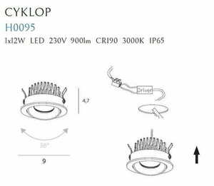 Infälld armatur Max Light Cyklo H0095 svart LED 12W 3000K IP65 small 3