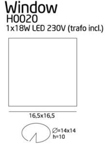 Vit infälld LED-armatur Max Light Window H0020 18 W 3000 K IP20 small 3
