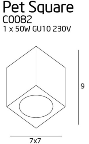 Kontrollera Max Light PET Square C0082 utanpåliggande spot, 7 x 7 x 9 cm, GU10 max 50 W, vit