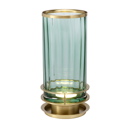 Kontrollera Arno bordslampa - 1 ljuskälla - Gammal mässing och grönt glas Quintiesse