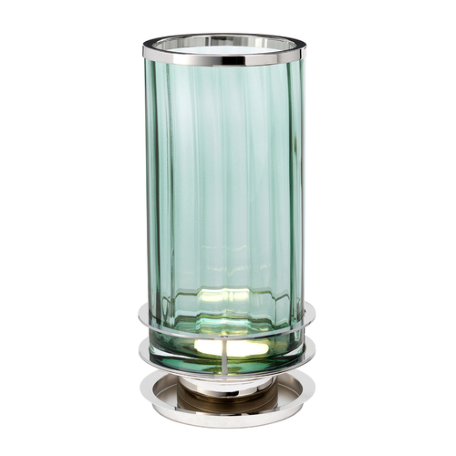 Kontrollera Arno bordslampa - 1 ljuskälla - Polerad nickel och grönt glas Quintiesse