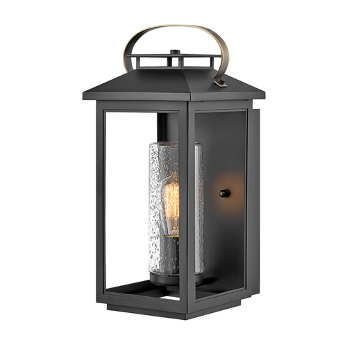 Kontrollera Quintiesse Atwater QN-ATWATER-M-BK svart vägglykta för utomhusbruk, E27, 44,5 cm