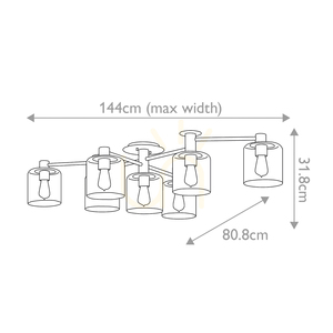 Quintiesse Axel taklampa, 7 × E27, antik mässing small 5