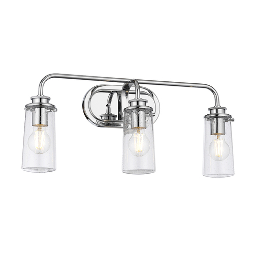 Kontrollera Quintiesse Braelyn QN-BRAELYN3-PC badrumsvägglampa, polerad krom, 3 × E27 max 40 W, seeded glass, IP44, 60,3 cm