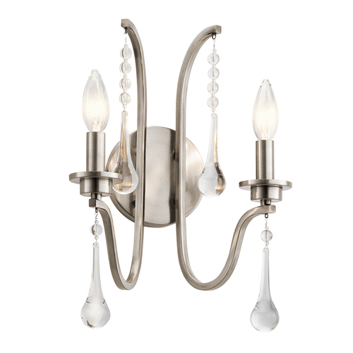 Kontrollera Quintiesse Karlee vägglampa Classic Pewter 2xE14 QN-KARLEE2
