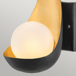 Quintiesse Ren vägglampa mattsvart och guld med klotskärm 1xG9 3W LED small 3
