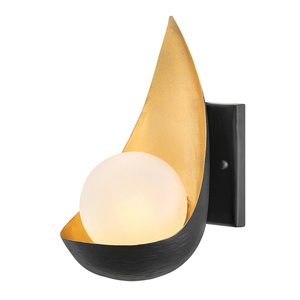 Quintiesse Ren vägglampa mattsvart och guld med klotskärm 1xG9 3W LED small 0