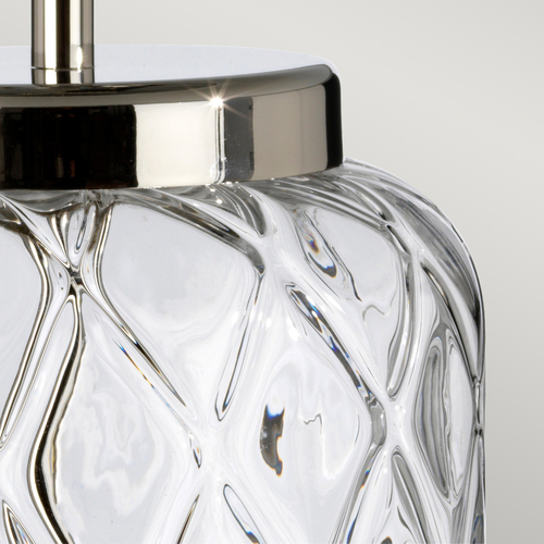 Kontrollera Quintiesse Sola QN-SOLA-TL-S bordslampa glasfot polerad nickel silverfärgad skärm E27
