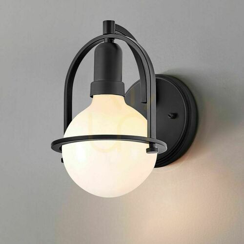 Kontrollera Somerset Quintiesse QN-SOMERSET1-BK vägglampa, svart, E27 med opal LED-lampa