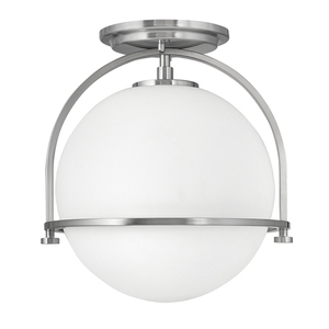 Somerset plafond - 1 ljuskälla - Opalt glas - Borstad nickel Quintiesse small 0