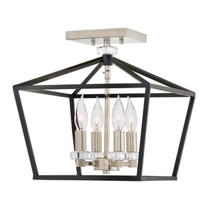 Stinson taklampa/halvlampa - 4 ljuskällor - Svart/Polerad Nickel Quintiesse small 5