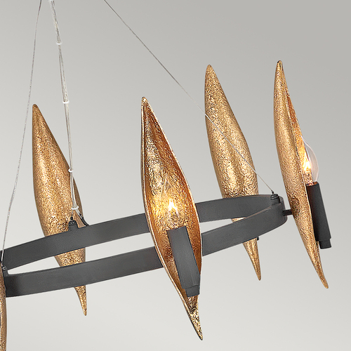 Kontrollera Quintiesse Willow ljuskrona svart och guld 6 × E14 61 cm